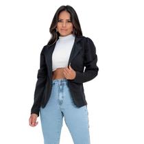 Blazer em Alfaiataria Manga Longa Bufante Feminino Social Acinturado Elegante