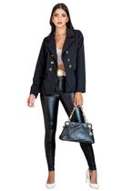 Blazer Estilo Balmain Feminino Alfataria Acinturado Manga Longa Elegante