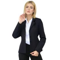 Blazer Feminino Alfaiataria Executiva Preto com Elastano