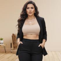 Blazer Feminino Alfaiataria Social Casaco Terninho Longo Elegante Premium Trabalho Blazer Feminino Alfaiataria Social Casaco Terninho Longo Elegante Premium Trabalho