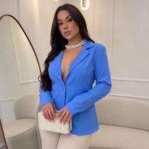 Blazer Feminino Alfaiataria Social Com Botão Alta Costura Casaco Elegante
