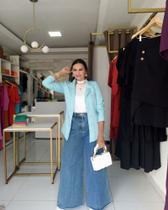 Blazer feminino alfaiataria Tam G veste até 44 cor rosa, azul aqcua