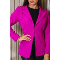 Blazer Feminino Alongado Alfaitaria com Botão Forrado Fúcsia
