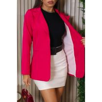 Blazer Feminino Alongado Alfaitaria com Botão Rosa Pink Blazer Feminino Alongado Alfaitaria com Botão Rosa Pink