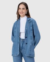 Blazer feminino alongado em jeans malwee