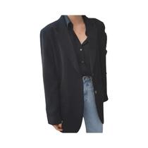 Blazer Feminino Branco De Manga Longa Casual Coreano Para Primavera E Outono Com Bolsos Blazer Feminino Branco De Manga Longa Casual Coreano Para Primavera E Outono Com Bolsos