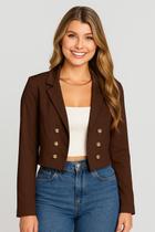 Blazer Feminino Casaquinho Alfaiataria Casaco Social Com Botão Lindo Gola Lapela