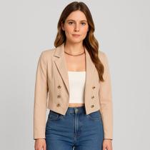 Blazer Feminino Casaquinho Alfaiataria Casaco Social Com Botão Lindo Gola Lapela