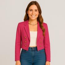 Blazer Feminino Casaquinho Alfaiataria Casaco Social Com Botão Lindo Gola Lapela