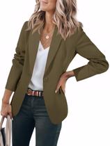 Blazer feminino Cicy Bell, casual, aberto, frente, manga comprida, verde