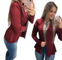 Blazer Feminino Curto Acinturado Neoprene Luxo