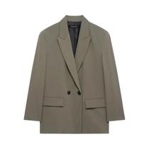 Blazer Feminino De Botão Duplo Com Bolso, Manga Longa, Casual E Elegante Para Escritório, Casaco Blazer Feminino De Botão Duplo Com Bolso, Manga Longa, Casual E Elegante Para Escritório, Casaco