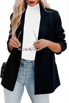 Blazer feminino de manga comprida, cor sólida e abotoamento simples.
