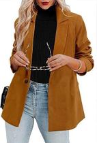 Blazer feminino de manga comprida, cor sólida e abotoamento simples. Blazer feminino de manga comprida, cor sólida e abotoamento simples.