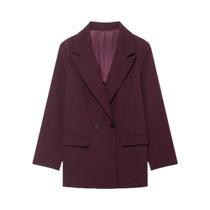 Blazer Feminino De Manga Longa Com Dupla Frente Em Cor Sólida Para Uso No Escritório Na Primavera,