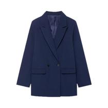 Blazer Feminino De Manga Longa Com Dupla Frente Em Cor Sólida Para Uso No Escritório Na Primavera,