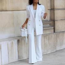 Blazer Feminino Elegante com Calças Flare - Conjunto de Roupas em Duas Peças