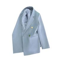 Blazer Feminino Elegante Transpassado Moda Coreana Primavera Outono Casaco De Terno Liso Jaqueta De