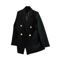Blazer Feminino Elegante Trespassado, Casual, Com Fivela De Metal, Estilo Terno Curto Para
