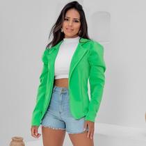 Blazer Feminino Em Alfaiataria Manga Longa Bufante Estilo Princesa Social Acinturado