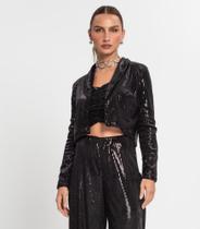 Blazer Feminino Em Paetê Endless Preto Blazer Feminino Em Paetê Endless Preto