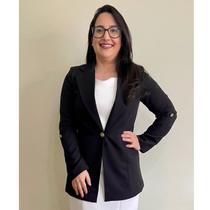 Blazer Feminino Forrado em Alfaiataria Preto