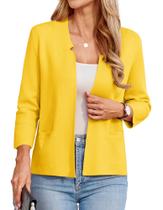 Blazer feminino GRACE KARIN, manga 3/4, malha M, amarelo