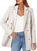 Blazer feminino Happy Sailed, xadrez, tweed, bege, M Fashion 2025