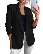 Blazer Feminino KIRUNDO 2025 - Primavera/Outono - Casual e Business - Preto