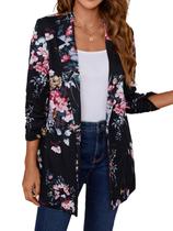 Blazer feminino LADI TREND, casual, manga 3/4, abertura frontal, floral Blazer feminino LADI TREND, casual, manga 3/4, abertura frontal, floral