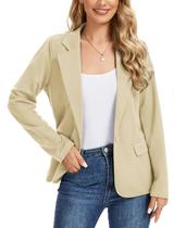 Blazer feminino LADI TREND com entalhe de lapela, botão frontal, cáqui, GG