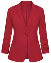 Blazer feminino LADI TREND, elegante, casual, franzido, manga 3/4, vermelho Blazer feminino LADI TREND, elegante, casual, franzido, manga 3/4, vermelho