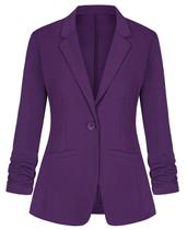 Blazer feminino LADI TREND leve, manga 3/4, roxo, GG Blazer feminino LADI TREND leve, manga 3/4, roxo, GG