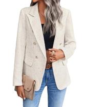 Blazer Feminino Mina Self Leather Bege - Tamanho XL