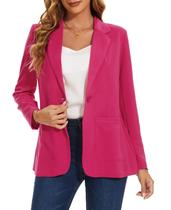 Blazer feminino MINTLIMIT com botão frontal e lapela entalhada rosa