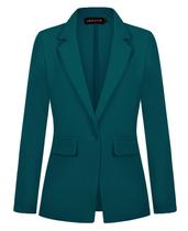 Blazer feminino MINTLIMIT de lapela entalhada, manga comprida, verde escuro