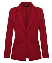 Blazer feminino MINTLIMIT de lapela entalhada, manga comprida, vermelho S Blazer feminino MINTLIMIT de lapela entalhada, manga comprida, vermelho S