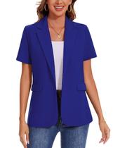 Blazer feminino MINTLIMIT de manga curta, primavera, azul royal, 2GG Blazer feminino MINTLIMIT de manga curta, primavera, azul royal, 2GG