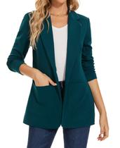Blazer feminino MINTLIMIT, de negócios, casual, com entalhe, lapela, verde escuro