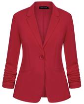 Blazer feminino MINTLIMIT, manga 3/4, elástico, vermelho Blazer feminino MINTLIMIT, manga 3/4, elástico, vermelho