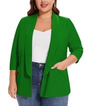 Blazer feminino MINTLIMIT, tamanho grande, manga 3/4, verde, 2GG Blazer feminino MINTLIMIT, tamanho grande, manga 3/4, verde, 2GG