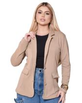 Blazer feminino moletinho com botões forrado e lapela Blazer feminino moletinho com botões forrado e lapela
