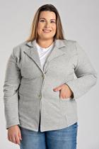 Blazer Feminino Plus Size em Moletom Peluciado Fechamento com Botões - Serena