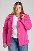 Blazer Feminino Plus Size em Moletom Peluciado Fechamento com Botões - Serena Blazer Feminino Plus Size em Moletom Peluciado Fechamento com Botões - Serena