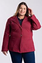 Blazer Feminino Plus Size em Moletom Peluciado Fechamento com Botões - Serena Blazer Feminino Plus Size em Moletom Peluciado Fechamento com Botões - Serena
