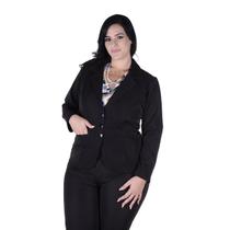 Blazer Feminino Plus Size Manga Longa Confeccionado em Two Way