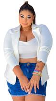 Blazer Feminino Plus Size Manga Longa Social Com Elastano