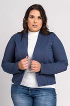 Blazer Feminino Plus Size Moleton Canelado Aberto - Cereja Rosa Blazer Feminino Plus Size Moleton Canelado Aberto - Cereja Rosa