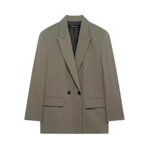 Blazer Feminino Preto Oversized Casual Para Escritório Primavera 2025 HXAO Manga Longa Liso