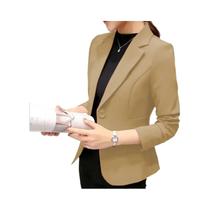 Blazer Feminino Preto Slim Fit Com Lapela Entalhada E Bolsos Para Escritório